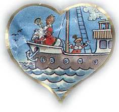 Sinterklaas, de beschermer van de zeelieden, reist per paard en per schip.